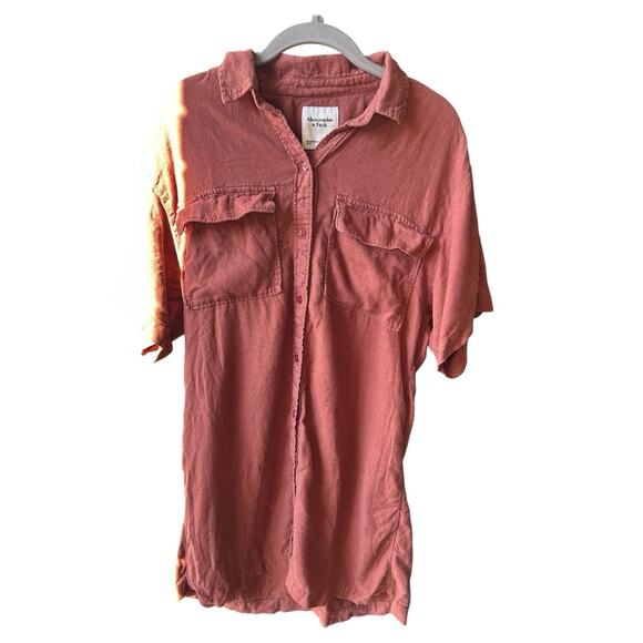 Abercrombie & Fitch Tunic Women’s XS Rust Brown Button Up Earthy Linen Oversized - Picture 1 of 11